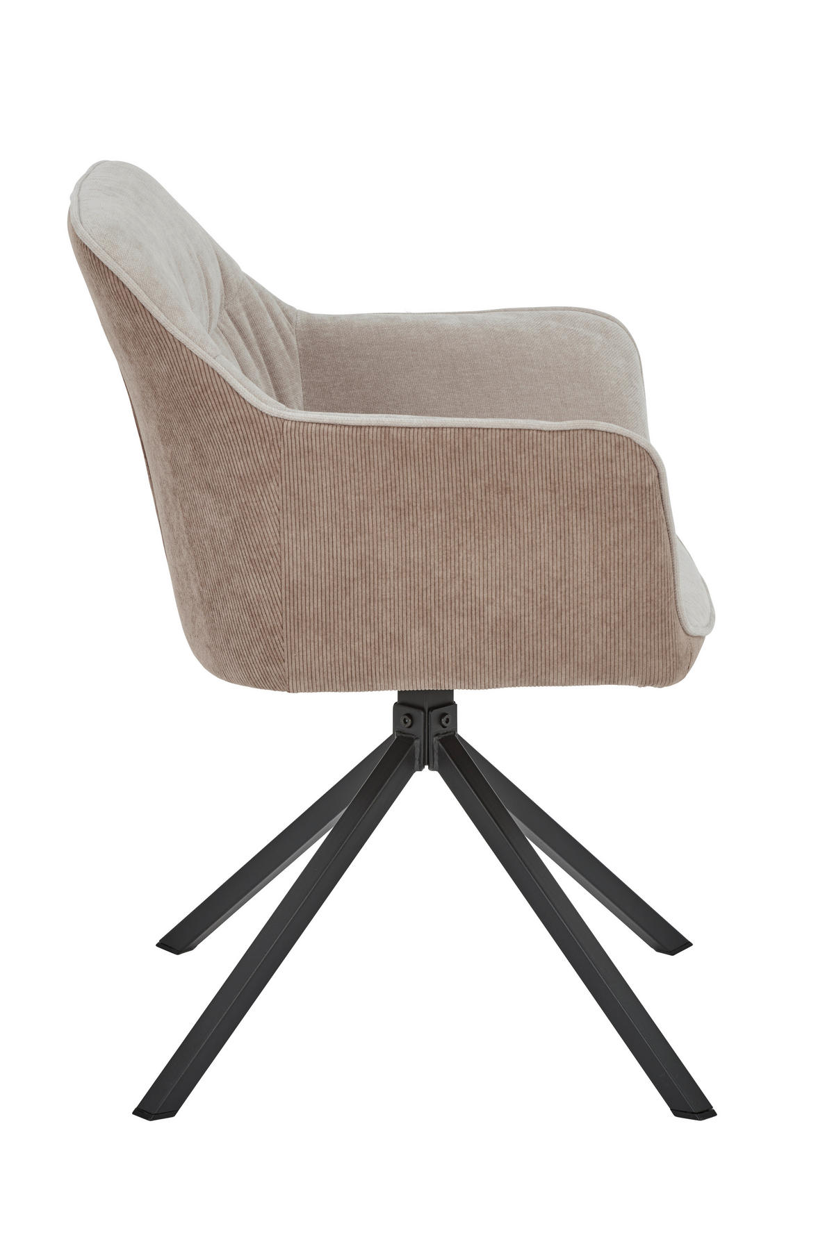 ARMLEHNSTUHL  in Stahl Chenille, Cord  - Hellbraun/Beige, MODERN, Textil/Metall (56/81/60,5cm) - MID.YOU