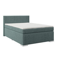 BOXSPRINGBETT 140/200 cm,  in Blau, Matratze, Topper, H3 = fest  - Blau/Alufarben, Basics, Kunststoff/Textil (140/200cm) - Boxxx