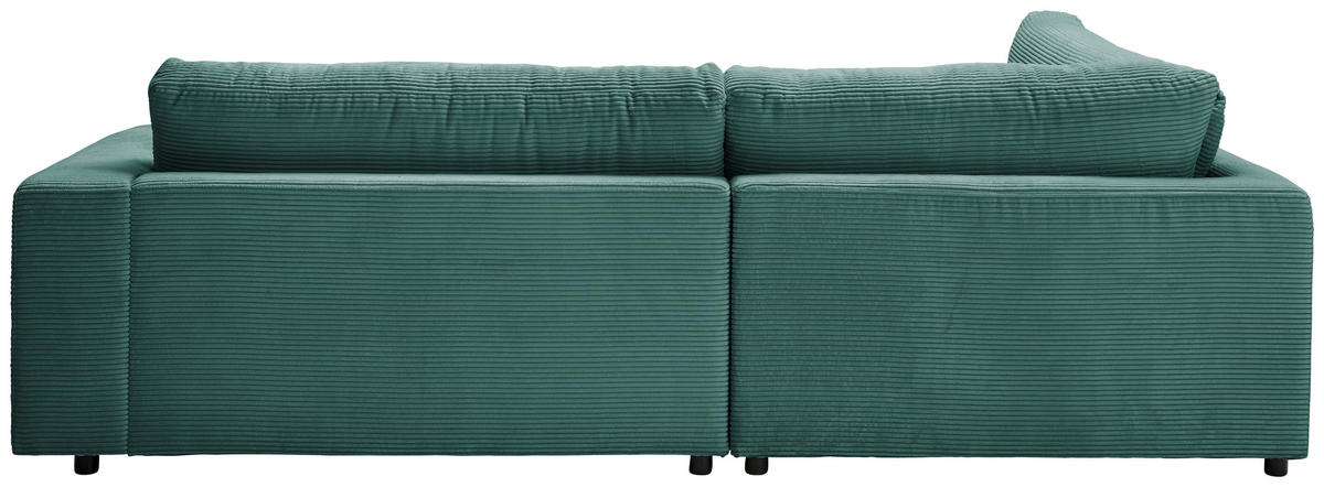 ECKSOFA in Cord Grün  - Schwarz/Grün, Design, Kunststoff/Textil (224/265cm) - Hom`in