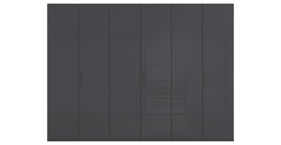 DREHTÜRENSCHRANK 301/223/61 cm,  in Graphitfarben, 6-türig  - Graphitfarben, Basics, Glas/Holzwerkstoff (301/223/61cm) - Novel
