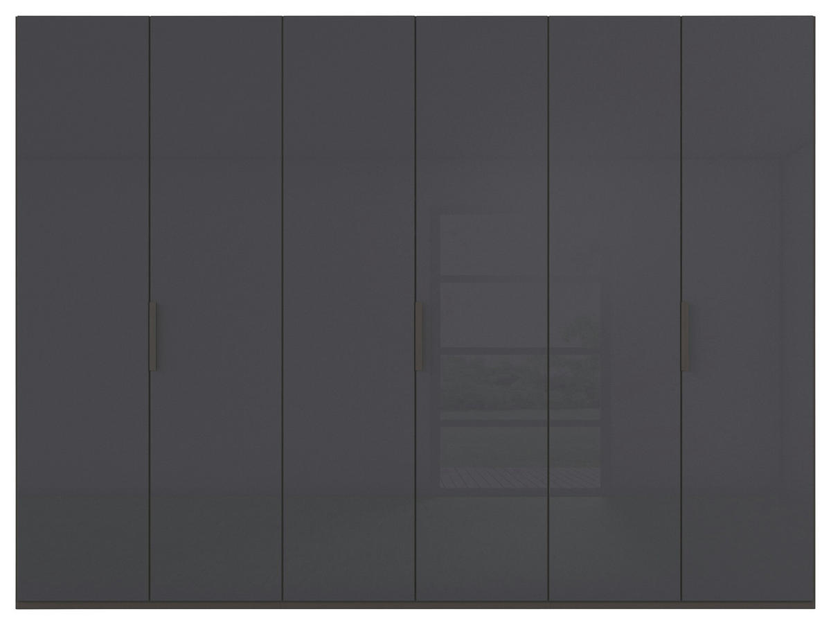 DREHTÜRENSCHRANK 301/235/61 cm,  in Graphitfarben, 6-türig  - Graphitfarben, Basics, Glas/Holzwerkstoff (301/235/61cm) - Novel