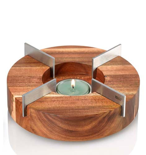 STÖVCHEN UND SPEISENWÄRMER - Akaziefarben, Design, Holz/Metall (16/5,5cm) - AdHoc