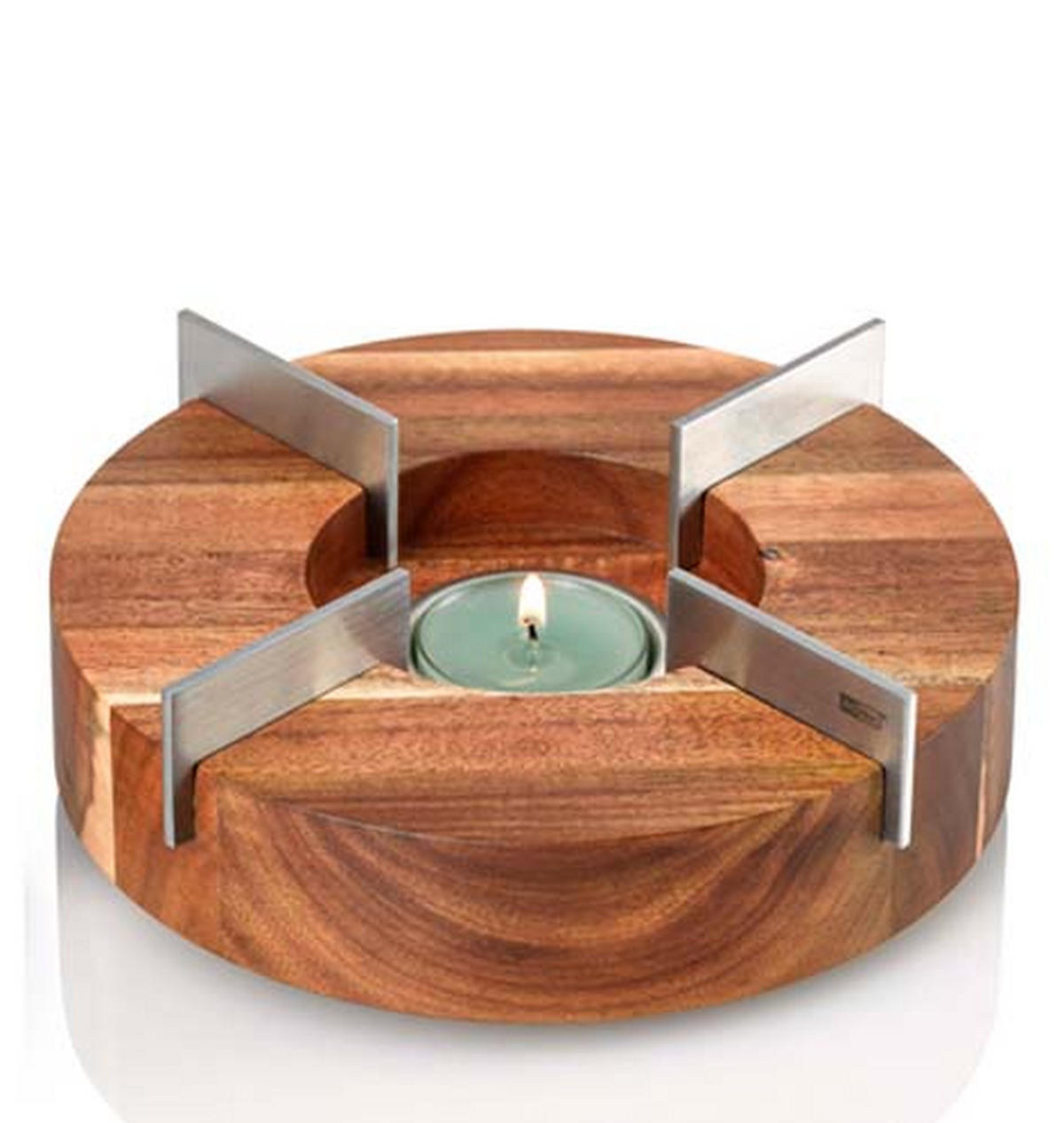 STÖVCHEN UND SPEISENWÄRMER - Akaziefarben, Design, Holz/Metall (16/5,5cm) - AdHoc