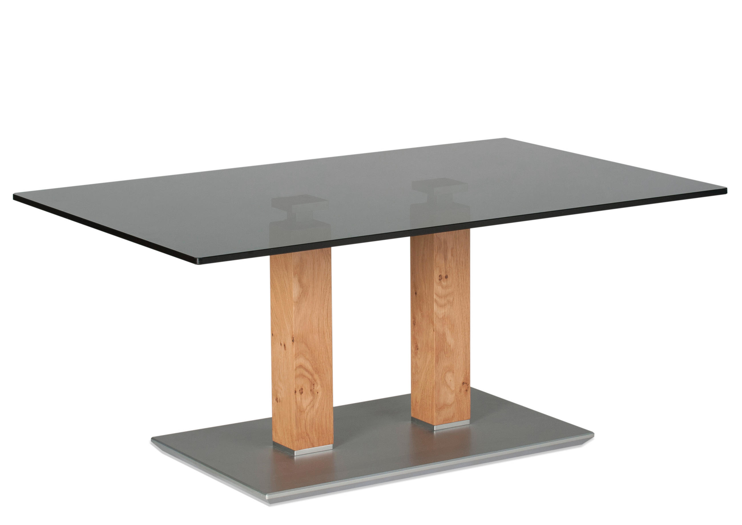 COUCHTISCH furniert ESG 110/70/46-65 cm rechteckig Wildeiche  - Wildeiche, Design, Glas/Holzwerkstoff (110/70/46-65cm)