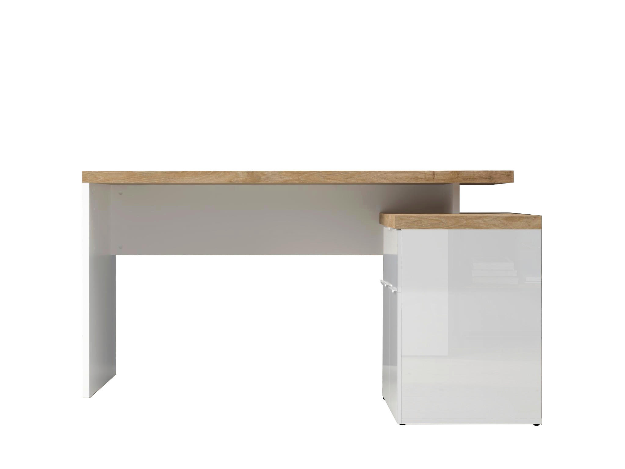 HÖRNSKRIVBORD 138/75/132 cm ekfärgad, vit högglans  - vit/vit högglans, Modern, metall/trämaterial (138/75/132cm) - Best Price