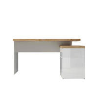 HÖRNSKRIVBORD 138/75/132 cm ekfärgad, vit högglans  - vit/vit högglans, Modern, metall/trämaterial (138/75/132cm) - Best Price