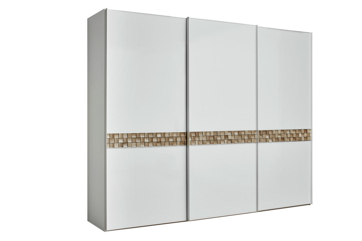 SCHWEBETÜRENSCHRANK in Grau, Eiche dunkel  - Eiche dunkel/Alufarben, Design, Glas/Holz (336/240/68cm) - Dieter Knoll