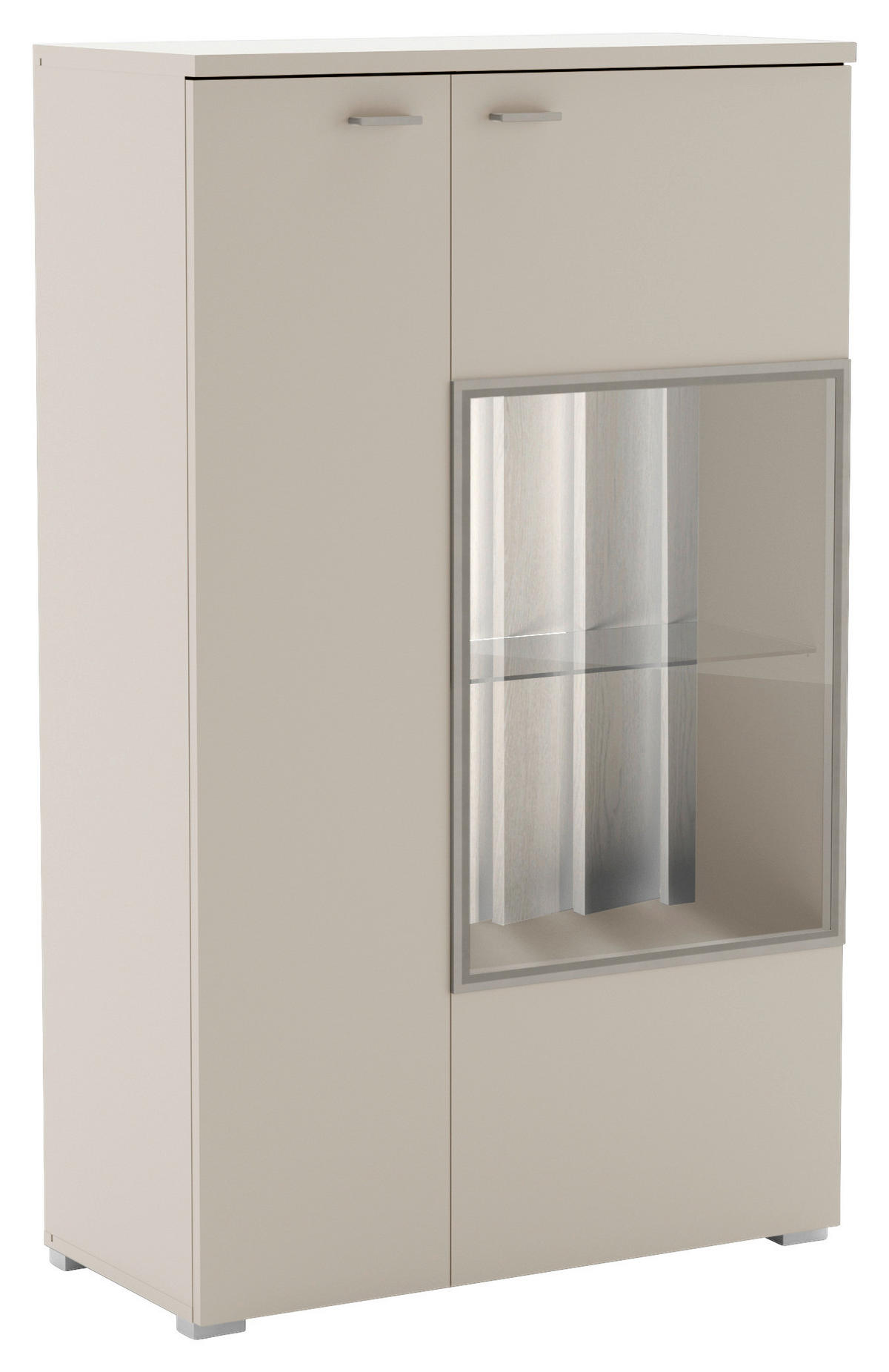HIGHBOARD  in 80/132/38 cm  - Beige/Silberfarben, Design, Glas/Holzwerkstoff (80/132/38cm) - Livetastic