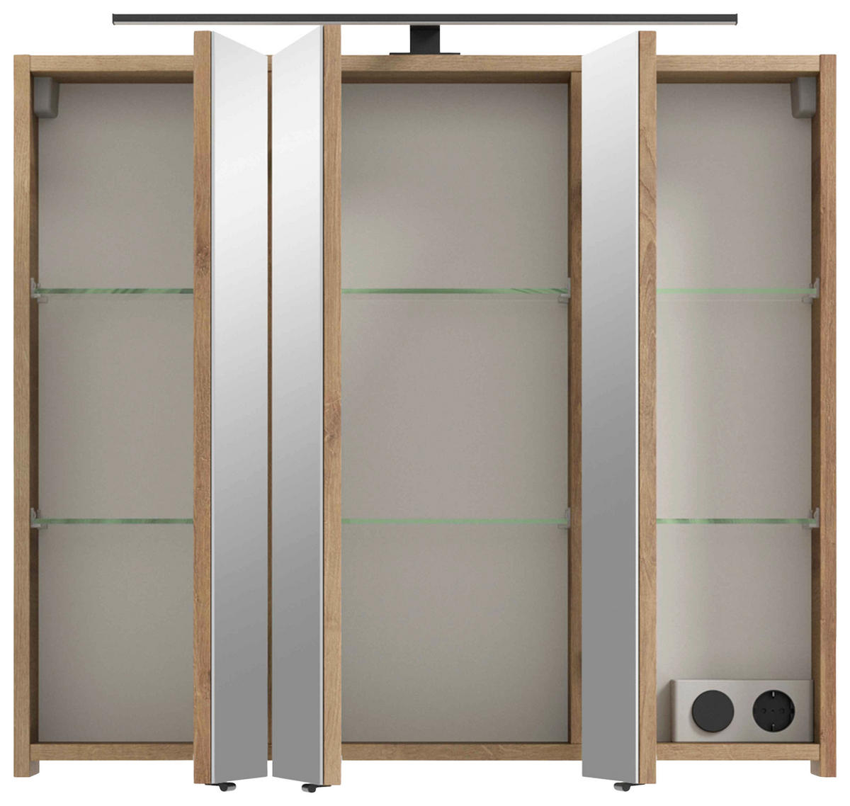 SPIEGELSCHRANK 80/70,3/17 cm  - Chromfarben/Eichefarben, Design, Glas/Holzwerkstoff (80/70,3/17cm) - Sadena