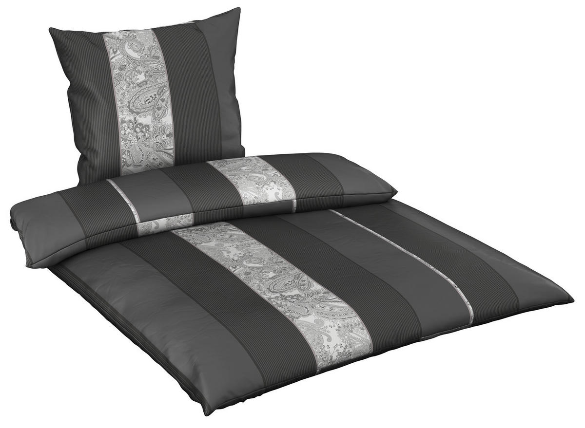 BETTWÄSCHESET Satin 160/210 cm  50 cm/70 cm  - Anthrazit, Design, Textil (160/210cm) - Dieter Knoll