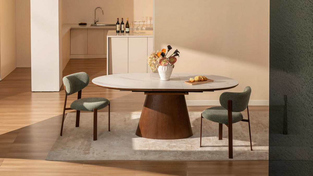 JEDILNA MIZA, furnirano jesen bela, barva oreha  - barva oreha/bela, Design, kamen/leseni material (160-200/76/90cm) - Hom`in