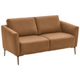 2-SITZER-SOFA  in Echtleder Haselnussfarben   - Eichefarben/Beige, Natur, Leder/Holz (182/86/87cm) - Valnatura