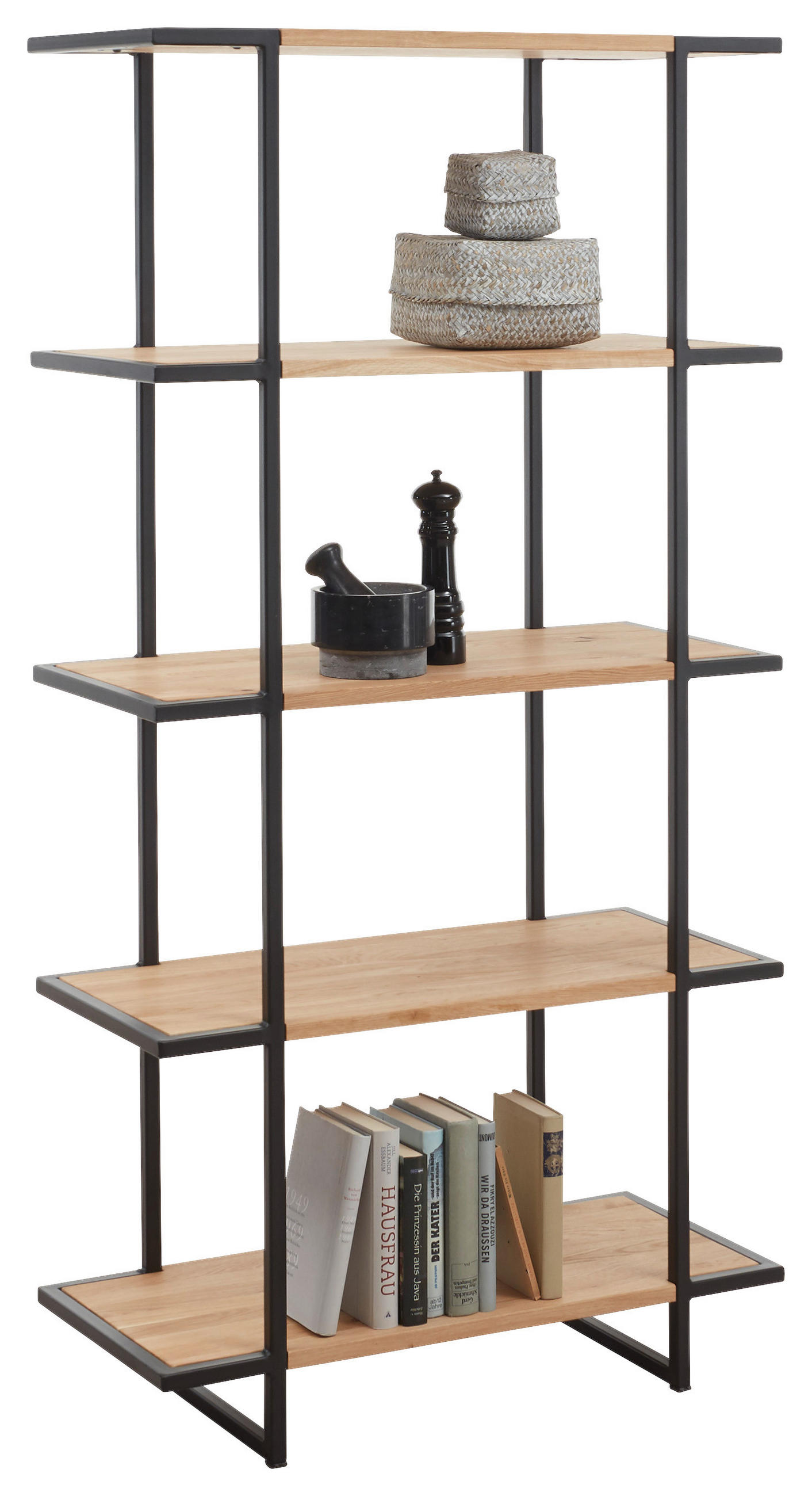 Regal 80/156/35 cm Schwarz, Eichefarben