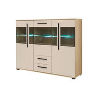 HIGHBOARD  160/126/42 cm 2 Schublade(n)  - Kaschmir/Eichefarben, Design, Glas/Holzwerkstoff (160/126/42cm) - Livetastic