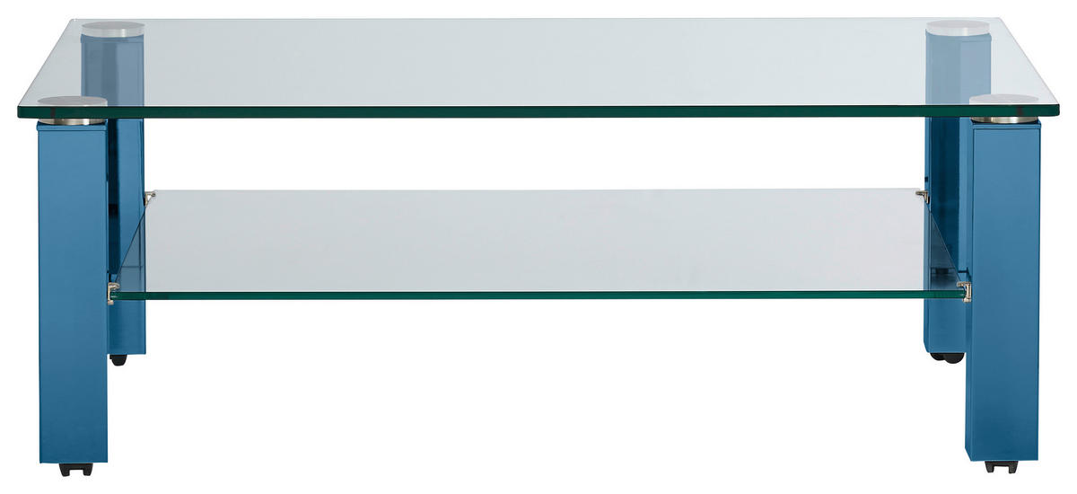 COUCHTISCH Glas, Metall 110/70/42,5 cm  - Blau, Design, Glas/Kunststoff (110/70/42,5cm)