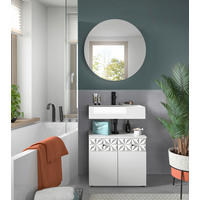 BADEZIMMER 2-teilig  in 60 cm  - Schwarz/Weiß, MODERN, Glas/Holzwerkstoff (60cm) - MID.YOU