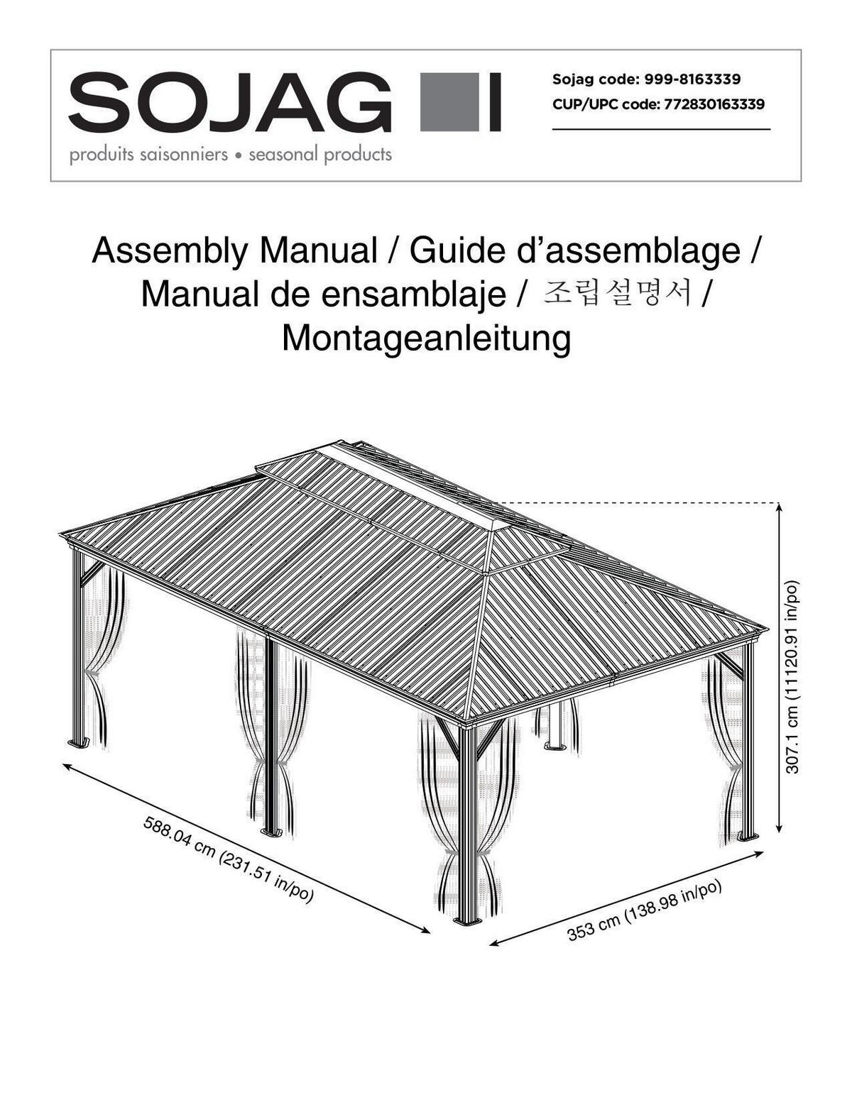 PAVILLON 598/307/363 cm Aluminium  - Anthrazit, Basics, Metall (598/307/363cm)