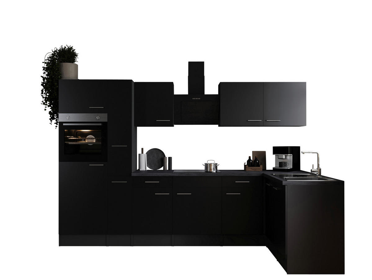 ECKKÜCHE 310/172 cm  in Grau, Schwarz  - Silberfarben/Schwarz, Design, Holzwerkstoff/Metall (310/172cm) - Respekta
