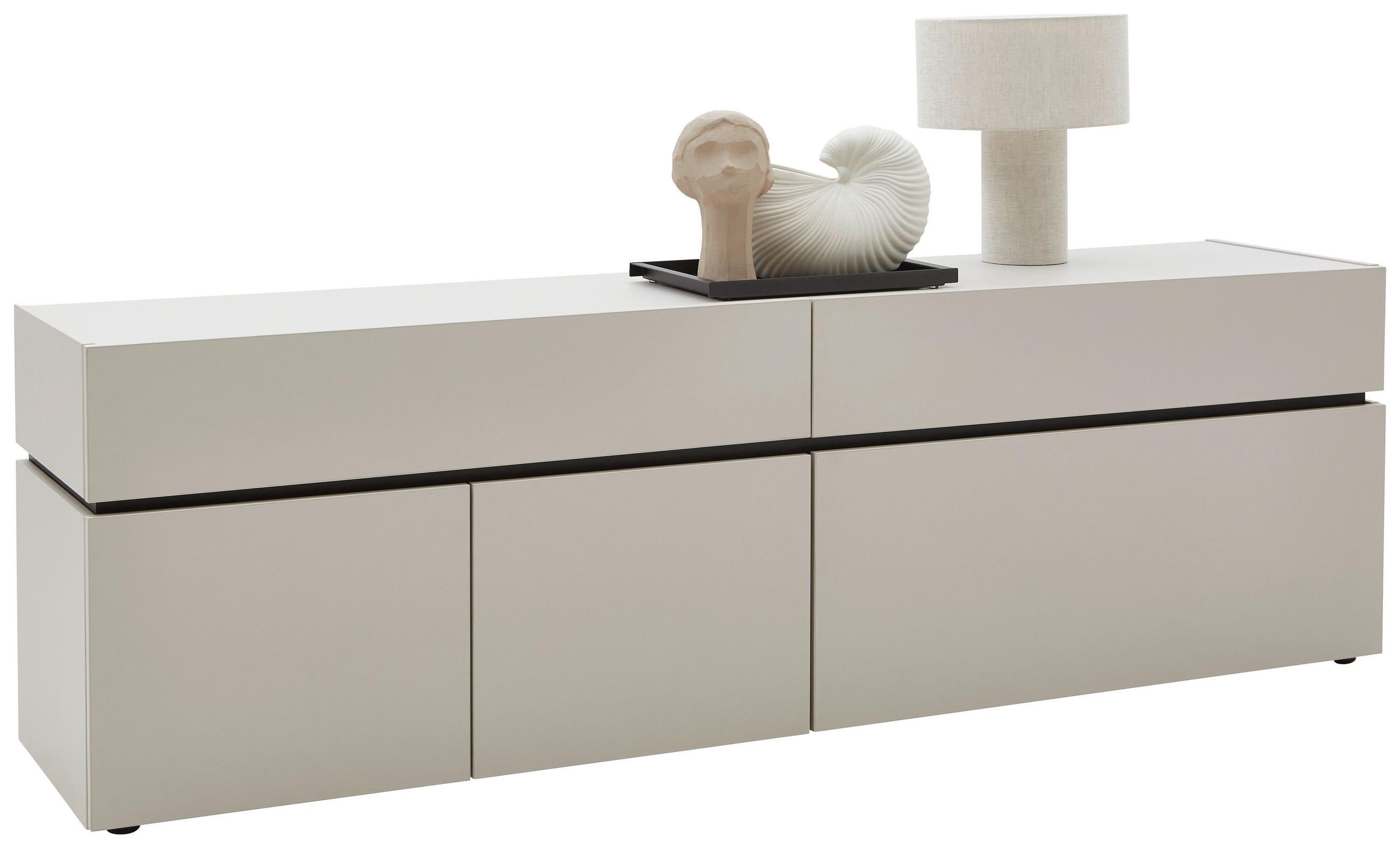 LOWBOARD  in 180/57/40 cm  - Kaschmir/Schwarz, Design, Holzwerkstoff/Kunststoff (180/57/40cm) - Voleo