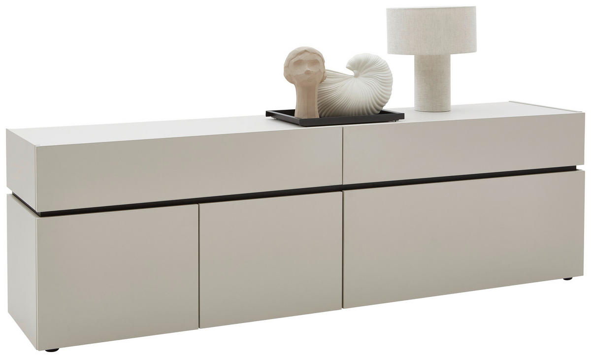 LOWBOARD  in 180/57/40 cm  - Kaschmir/Schwarz, Design, Holzwerkstoff/Kunststoff (180/57/40cm) - Voleo