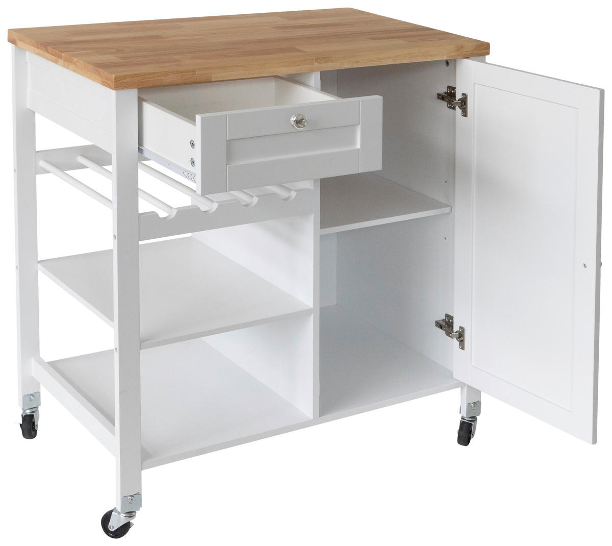 SERVIERWAGEN , Weiss  - Weiss/Silberfarben, Basics, Holz/Holzwerkstoff (80/89/47cm) - MID.YOU