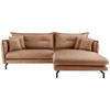 ECKSOFA in Lederlook Taupe  - Taupe/Schwarz, Modern, Textil/Metall (255/180cm) - Livetastic