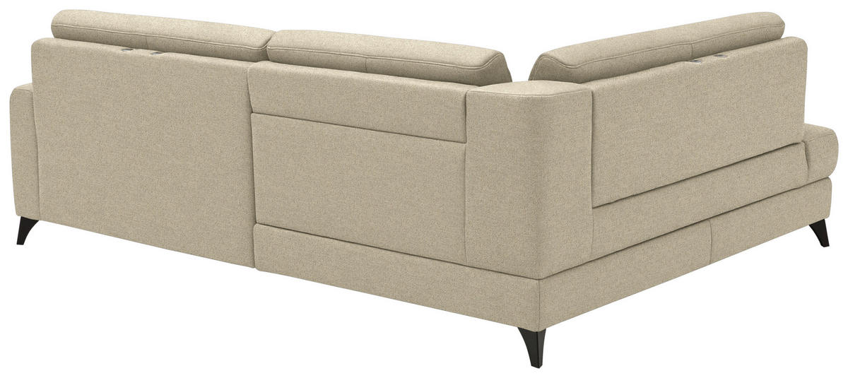 ECKSOFA  Chenille Sandfarben  - Sandfarben/Schwarz, Design, Textil/Metall (182/239cm) - Beldomo Comfort