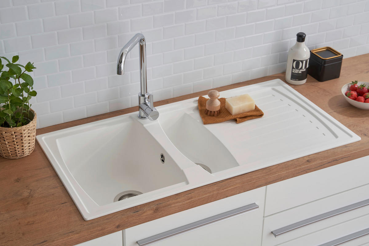 SPÜLE 1712BOSTON100X50W  - Weiß, Trend, Glas/Kunststoff (100/20/50cm) - Respekta