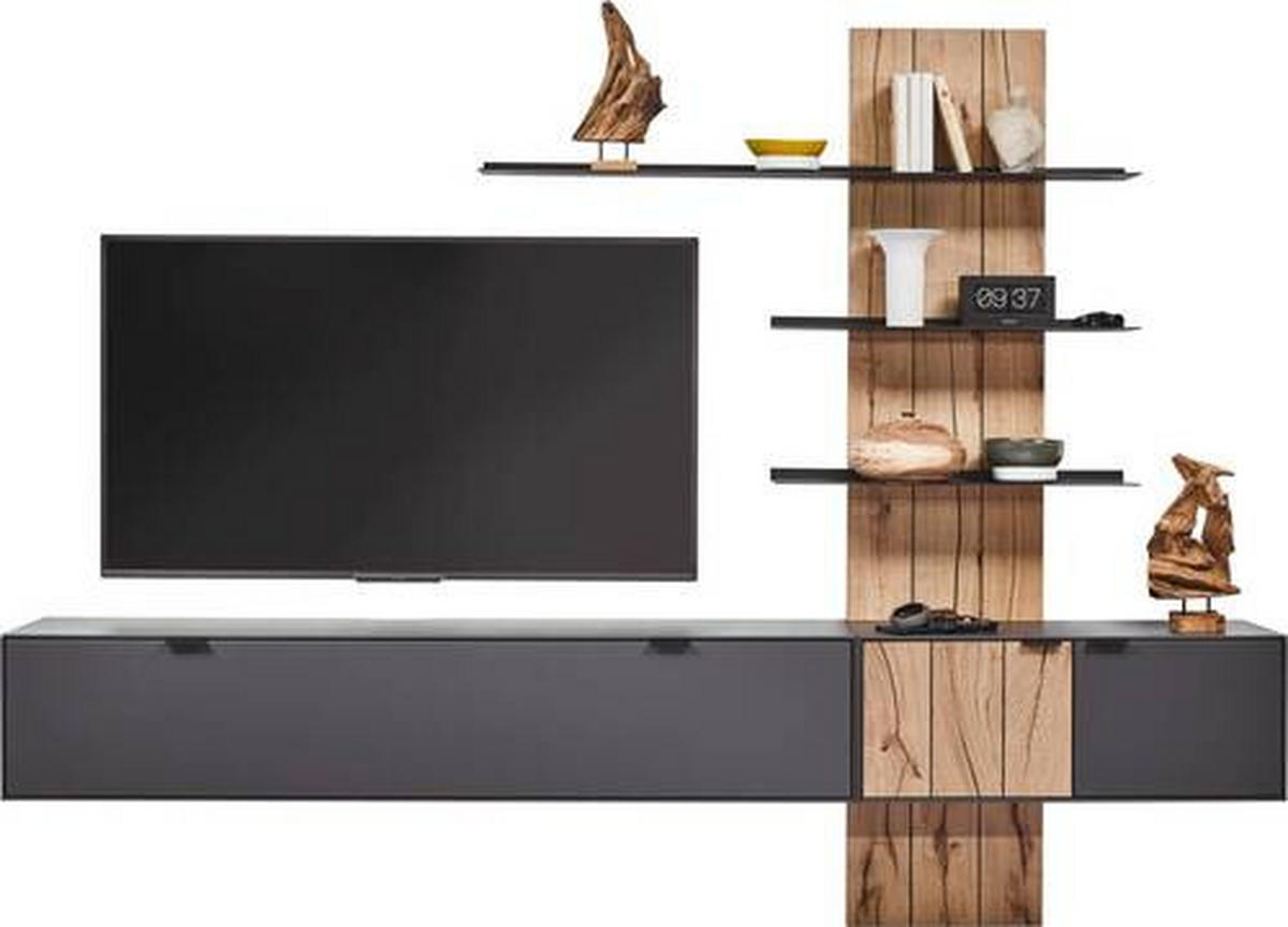WOHNWAND  in Graphitfarben, Eichefarben  273,8/205,5/37,1 cm  - Eichefarben/Anthrazit, Design, Holz/Holzwerkstoff (273,8/205,5/37,1cm) - Dieter Knoll