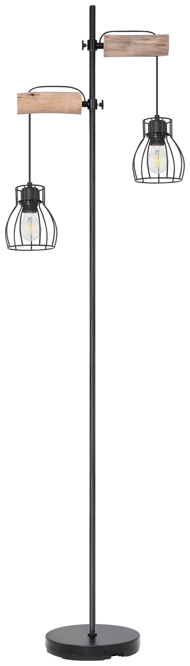 STEHLEUCHTE - Schwarz/Naturfarben, Basics, Holz/Metall (47/25/168cm) - Globo