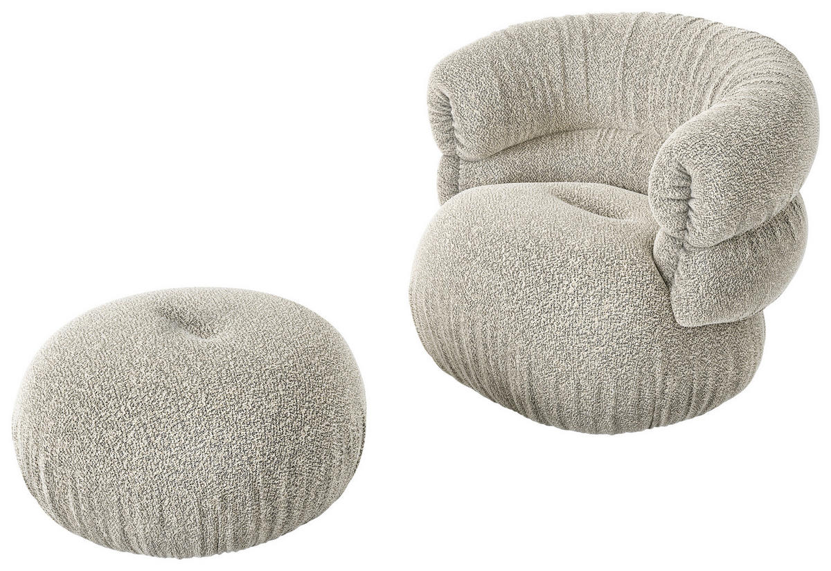 DESIGNSESSEL in Jacquard, Bouclé Greige  - Greige, Trend, Textil/Metall (95/77/83cm) - Bretz