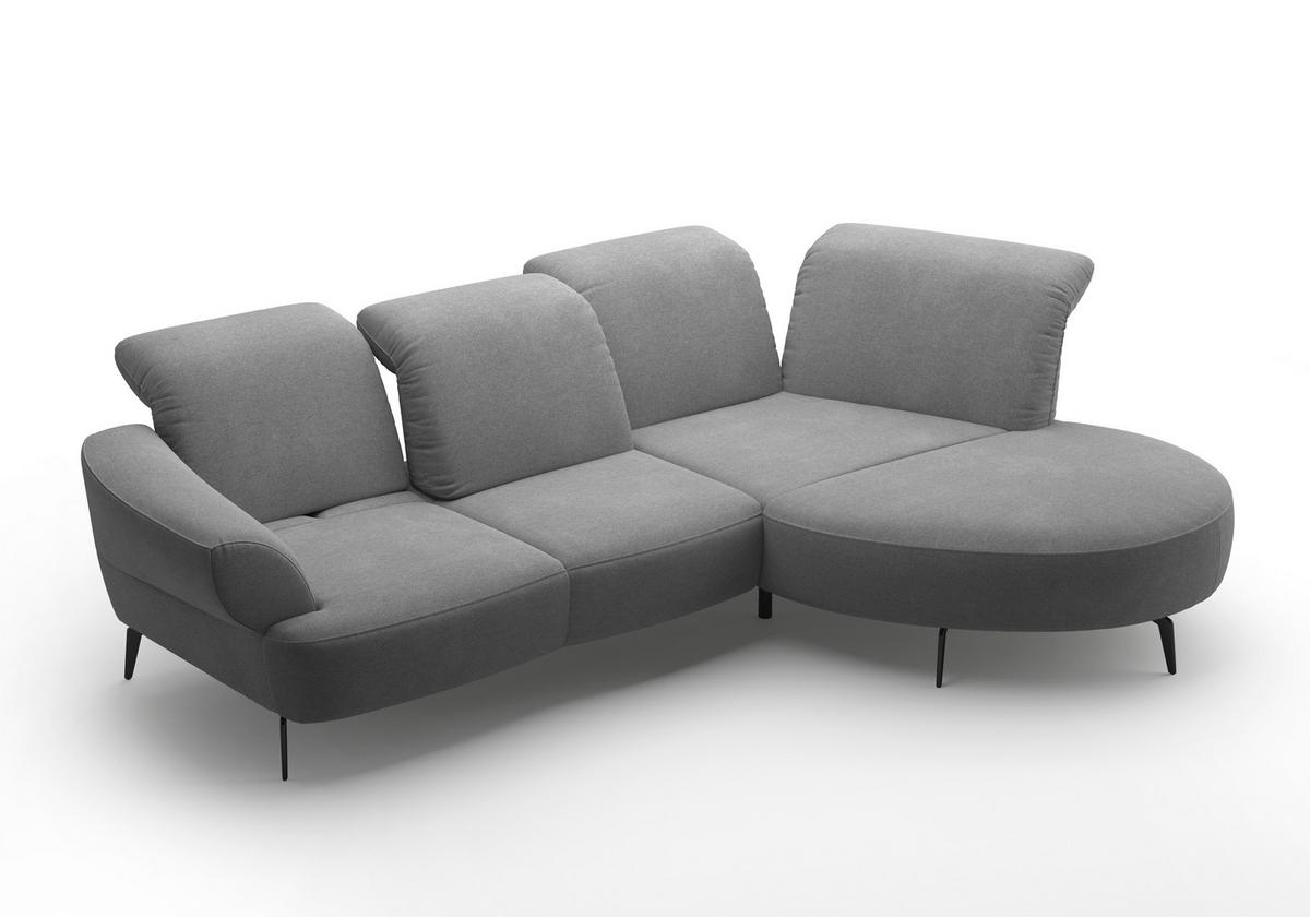 ECKSOFA DANCE E Grau Mikrofaser  - Schwarz/Grau, MODERN, Textil/Metall (313/208cm) - Sit & More