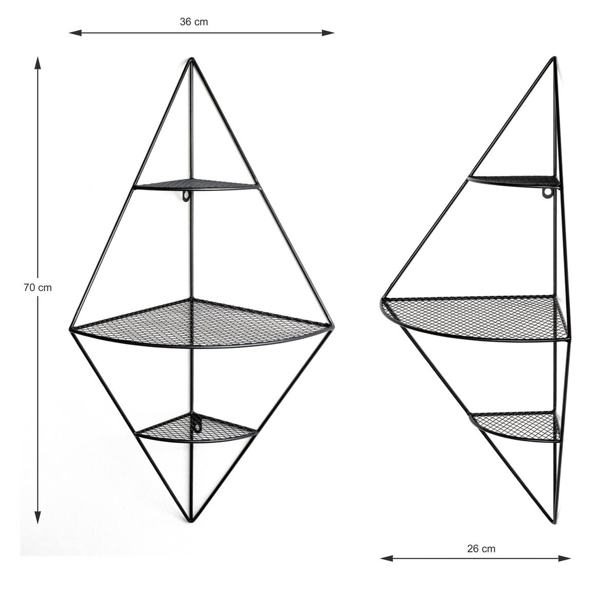 WANDREGAL  - Schwarz, MODERN, Metall (36/70/26cm)