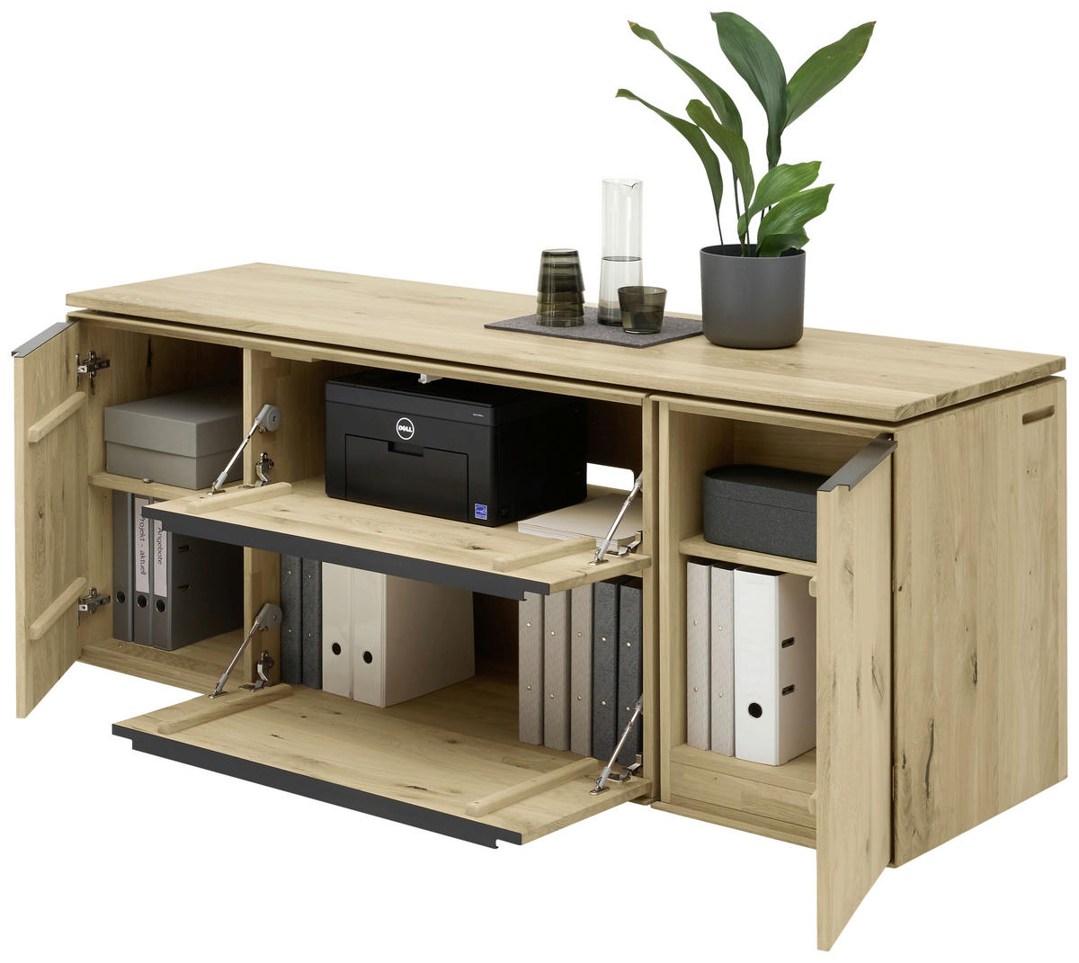 SIDEBOARD Eichefarben  182/76/60/228 cm  - Eichefarben/Anthrazit, Natur, Holz/Metall (182/76/60/228cm) - Valnatura