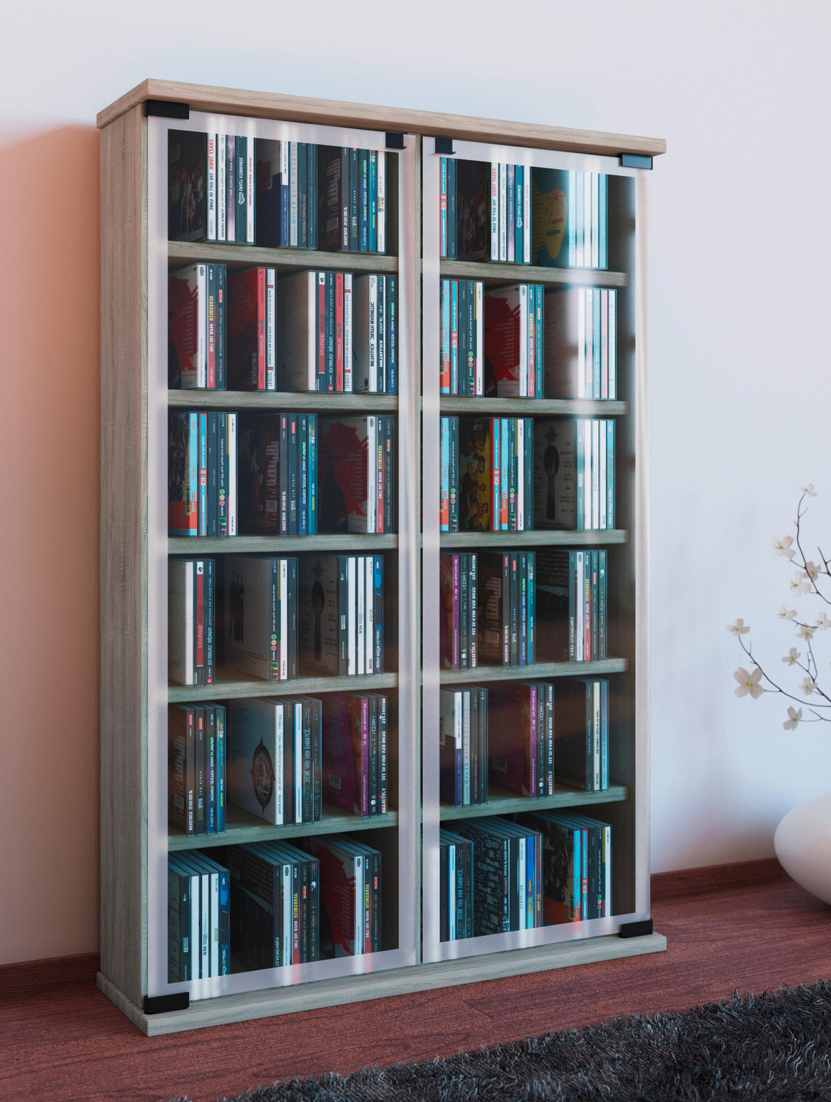 CD-HYLLA 60/92/18 cm  - ekfärgad, Klassisk, trämaterial/glas (60/92/18cm) - MID.YOU