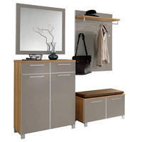 GARDEROBE 5-teilig  in 175/195/40 cm  - Taupe/Hellbraun, Design, Glas/Holz (175/195/40cm)
