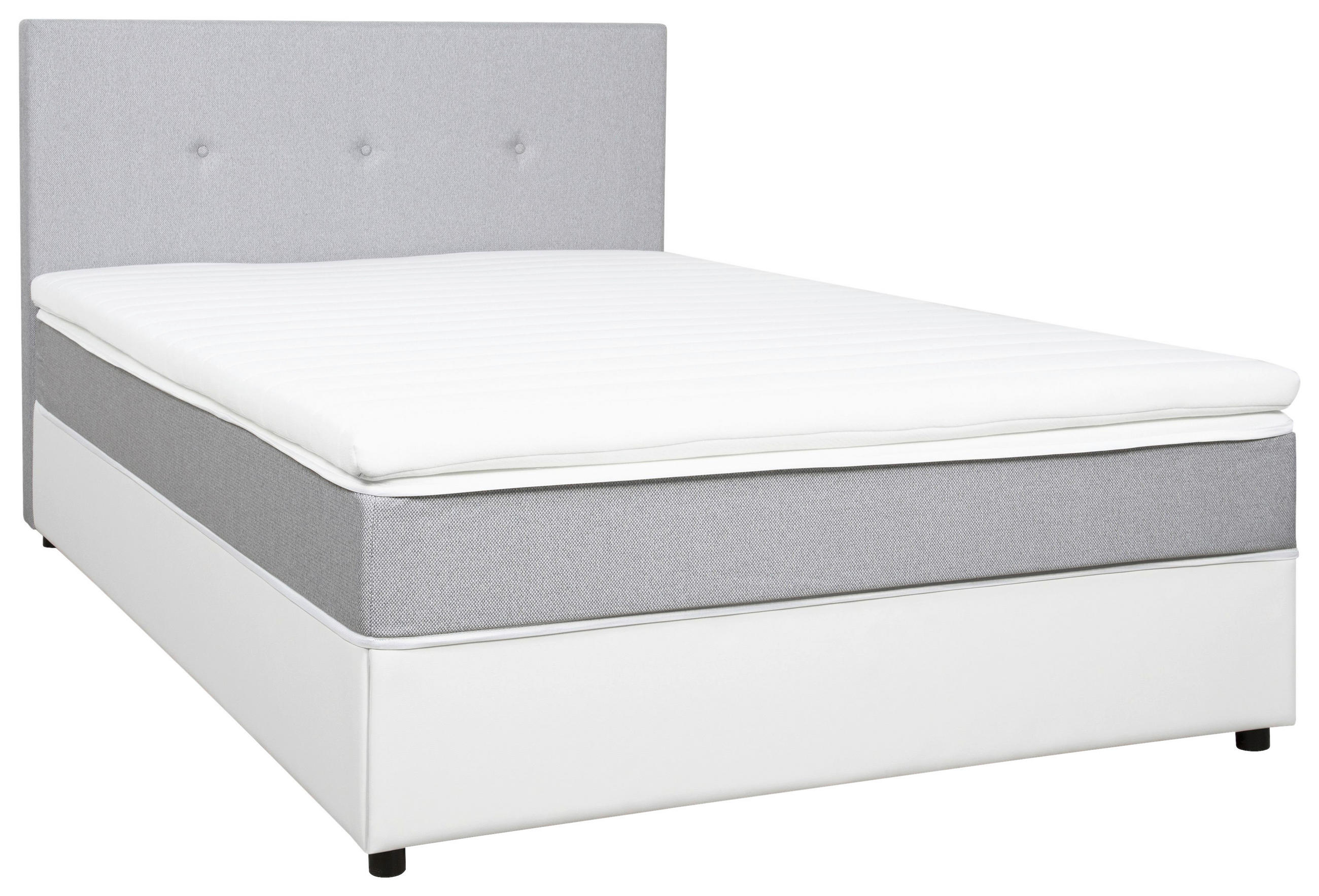 BOXBETT 140/200 cm in Weiss, Hellgrau - Weiss/Hellgrau, Konventionell, Holz/Textil (140/200cm) - Carryhome