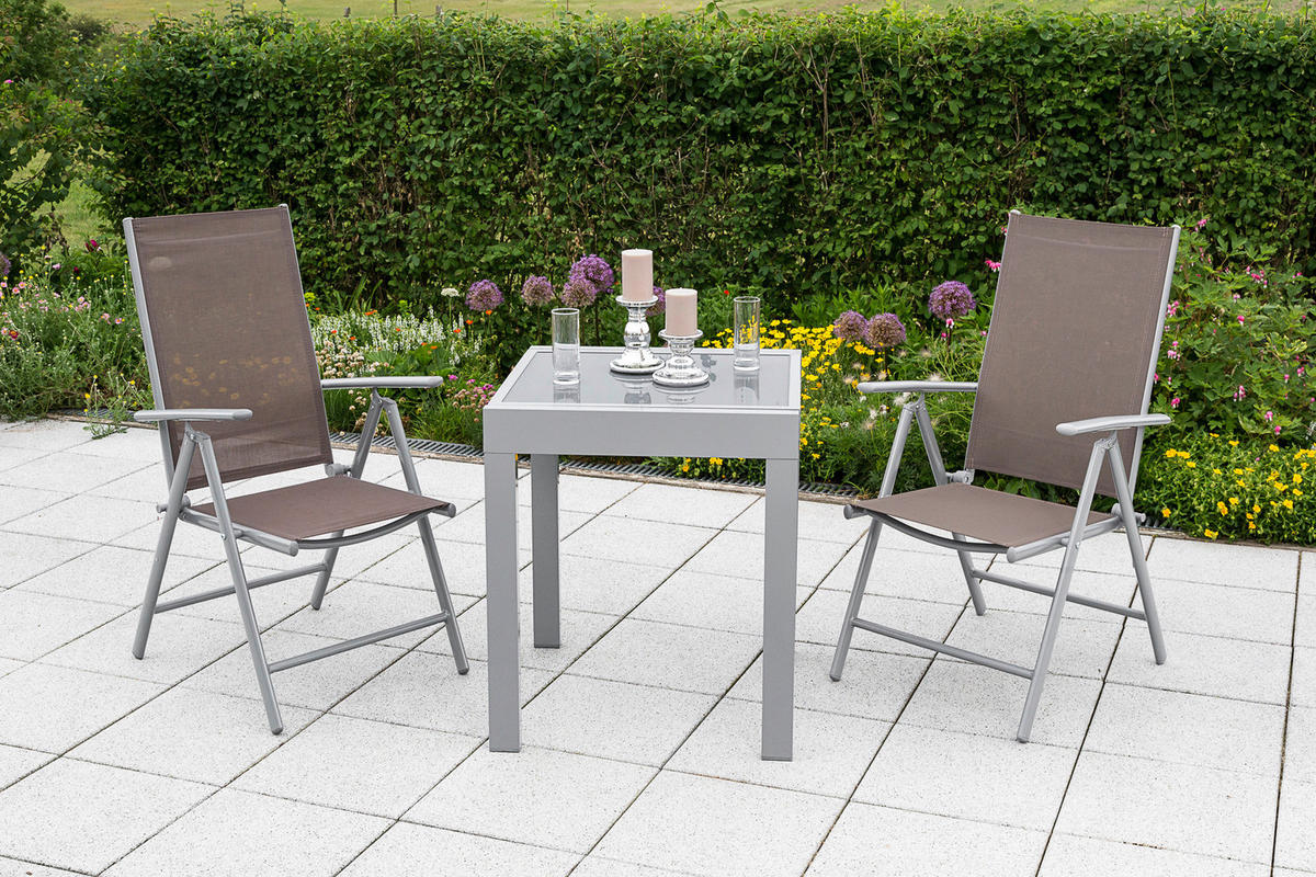 GARTENSET Aluminium  - Taupe/Silberfarben, MODERN, Textil/Metall - Gardenson