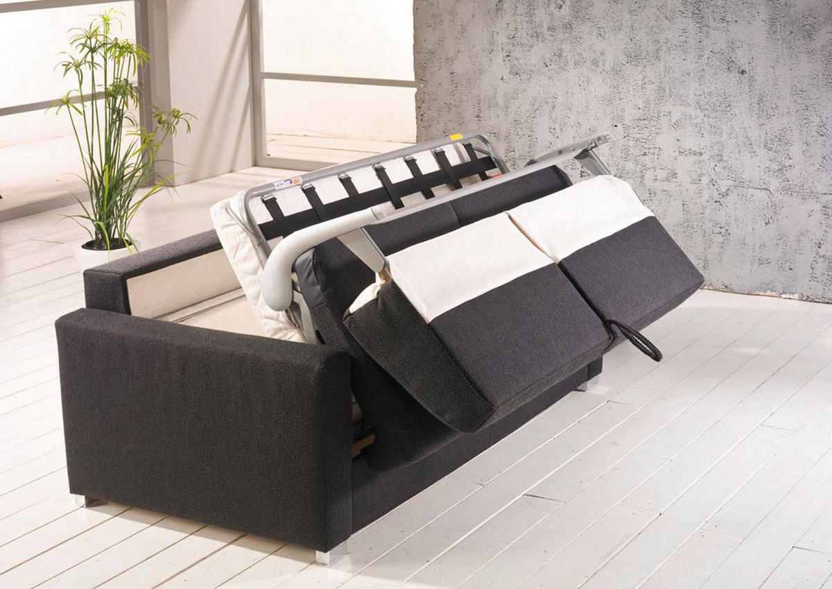 SCHLAFSOFA Anthrazit, Schwarz  - Chromfarben/Anthrazit, KONVENTIONELL, Textil/Metall (188/86/97cm) - Novel