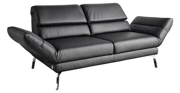 ZWEISITZER-SOFA in Echtleder Schwarz - Chromfarben/Schwarz, Design, Leder/Metall (172-226/83/96cm) - Dieter Knoll