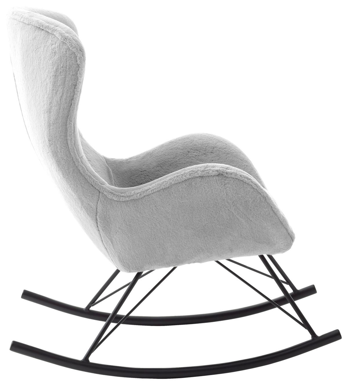 SCHAUKELSESSEL in Plüsch Grau, Schwarz  - Schwarz/Grau, Trend, Textil/Metall (69/103/97cm) - Carryhome