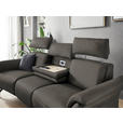 TRAPEZSOFA in Echtleder Dunkelgrau  - Dunkelgrau/Schwarz, KONVENTIONELL, Leder/Metall (221/103/95cm) - Dieter Knoll