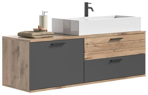 WASCHTISCHKOMBI 140 cm  - Eichefarben/Schwarz, MODERN, Holzwerkstoff/Kunststoff (140cm) - MID.YOU