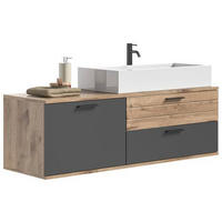 WASCHTISCHKOMBI 140 cm  - Eichefarben/Schwarz, MODERN, Holzwerkstoff/Kunststoff (140cm) - MID.YOU
