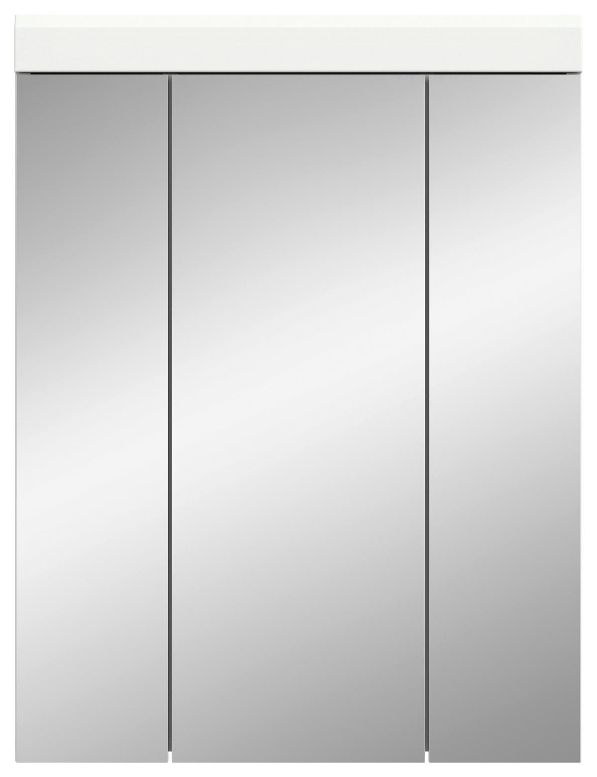OMARA Z OGLEDALOM 60/79/18 cm  - bela/visoki sijaj, Moderno, steklo/leseni material (60/79/18cm) - MID.YOU