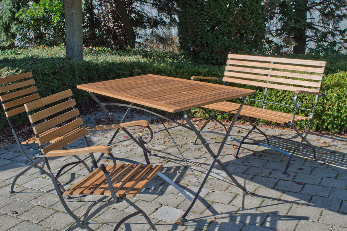 GARTENKLAPPSESSEL-SET in Holz, Metall Anthrazit, Akaziefarben  - Anthrazit/Akaziefarben, Basics, Holz/Metall (55/89/58cm) - Gardenson