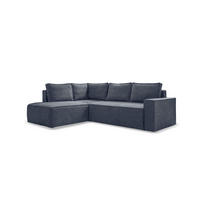 KUTNA GARNITURA tekstil  tamno plava   - bijela/siva, Design, tekstil/plastika (194/246cm) - MID.YOU
