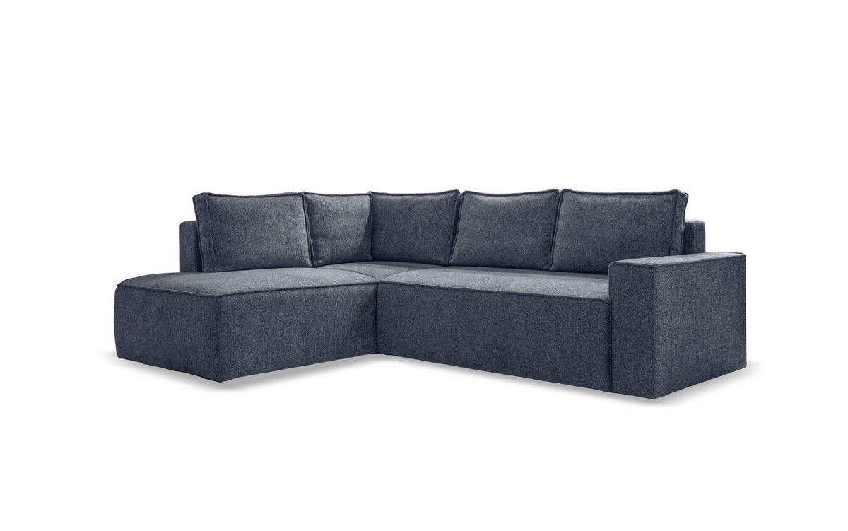 KUTNA GARNITURA tekstil  tamno plava   - bijela/siva, Design, tekstil/plastika (194/246cm) - MID.YOU
