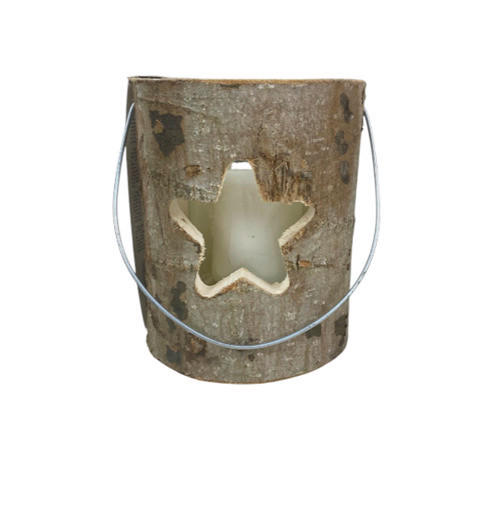 WINDLICHT  - Braun/Weiß, Natur, Glas/Holz (16/18cm) - X-Mas