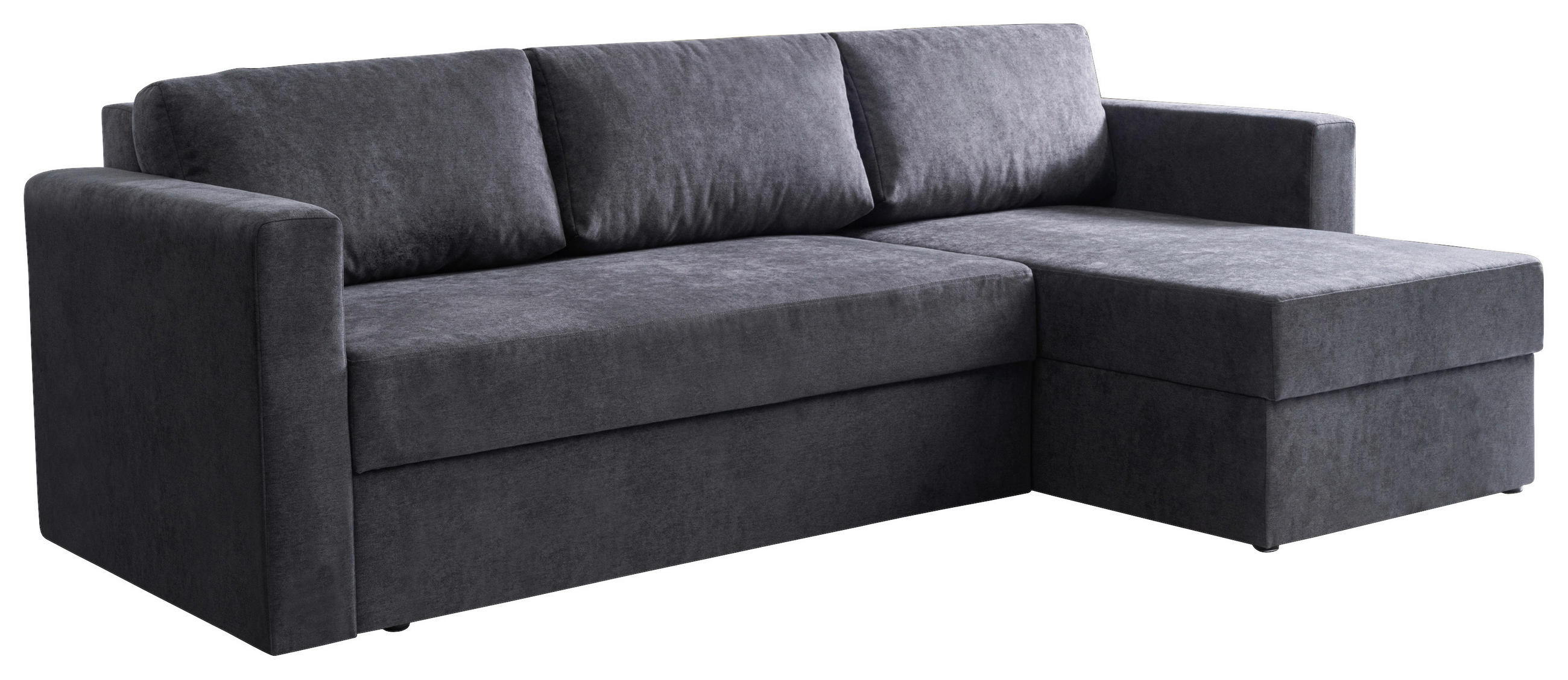 ECKSCHLAFSOFA Flachgewebe Anthrazit  inkl. Rückenkissen, Bettkasten, Schlaffunktion, Rücken echt, Liegefläche im Originalstoff  - Anthrazit/Schwarz, MODERN, Kunststoff/Textil (231/148cm) - Carryhome